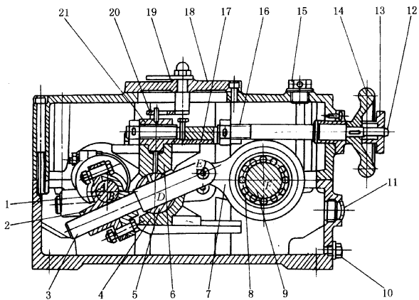 U系列三相并列連桿脈動(dòng)無(wú)級(jí)變速器結(jié)構(gòu)圖