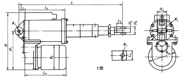 DG型電動(dòng)推桿C型外形尺寸