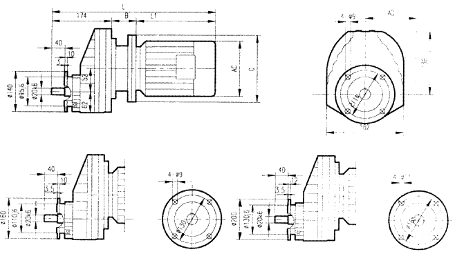 GRF57系列斜齒輪減速電機(jī)安裝結(jié)構(gòu)尺寸