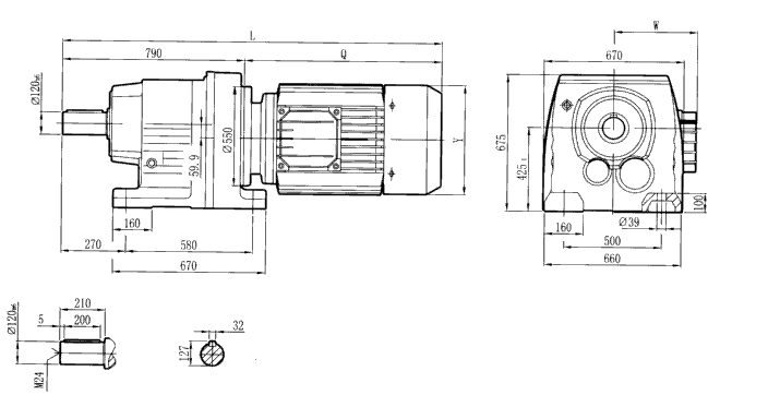 RC167..型硬齒輪減速機(jī)安裝尺寸圖