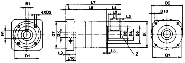 DPL精密行星齒輪減速機外形及安裝尺寸