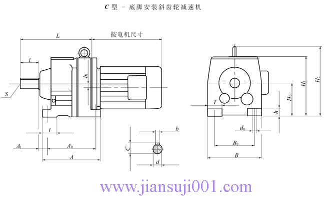 C17……底腳安裝斜齒輪減速機安裝尺寸