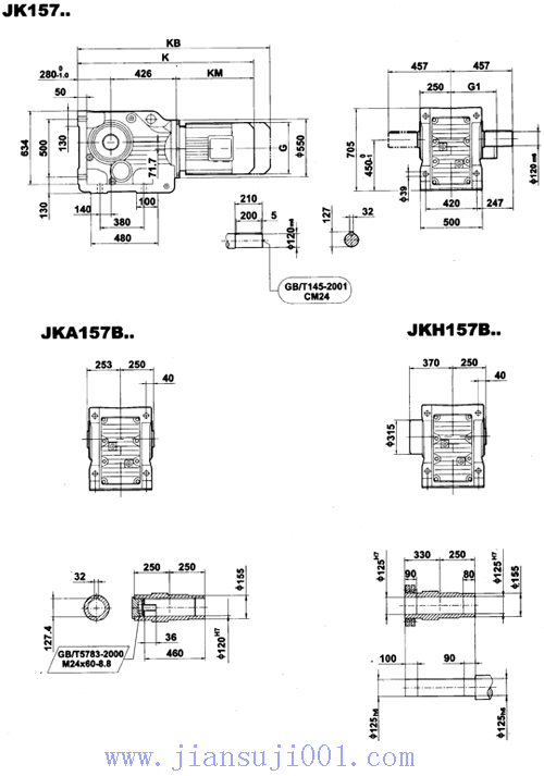 JK系列減速電機外形安裝尺寸