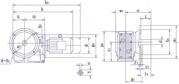 QSH系列斜齒-圓錐齒輪減速電機(jī)B5法蘭安裝尺寸