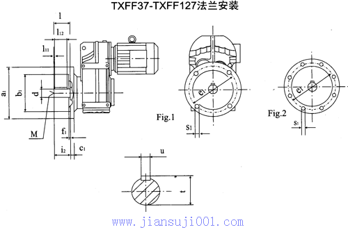 TXFF37-TXFF127型平行軸斜齒輪減速電機外形及安裝尺寸