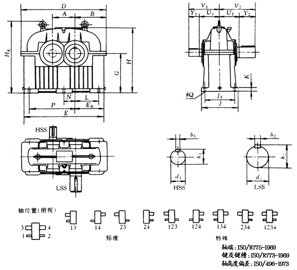 1C80N~500N型單級(jí)斜齒輪減速器外形尺寸