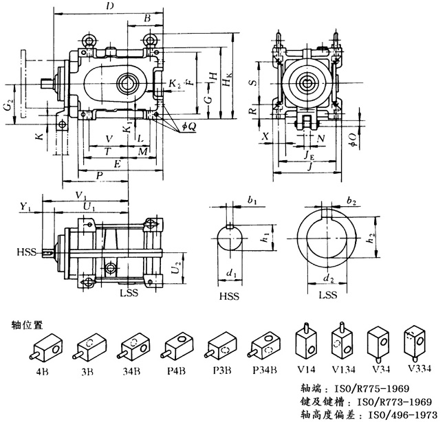 2TKC90M~400M型兩級錐齒輪—斜齒輪減速器外形尺寸