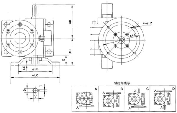 JRSSD系列蝸輪絲桿升降機安裝尺寸