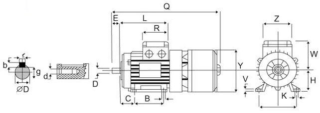 WYEJA系列制動(dòng)電動(dòng)機(jī)安裝及外型尺寸