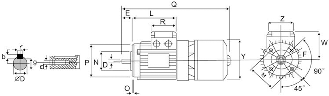 WYEJA系列制動(dòng)電動(dòng)機(jī)安裝及外型尺寸