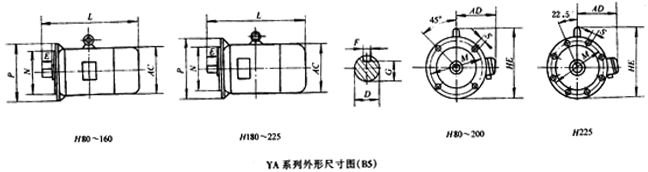 YA系列增安型三相異步電動機外形及安裝尺寸(B5)