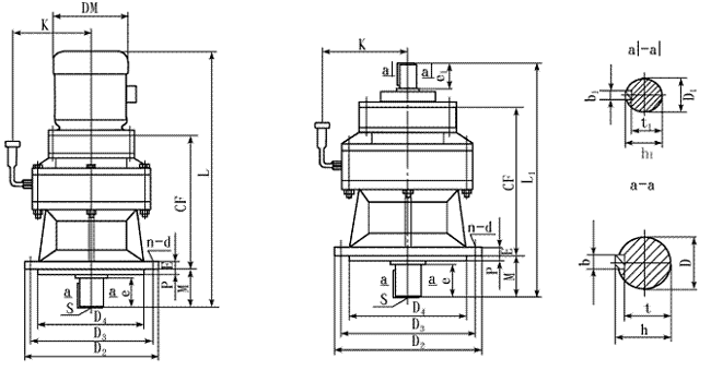 ZG系列鋼鐵公司專(zhuān)用行星擺線(xiàn)針輪減速機(jī)外形尺寸(單級(jí))