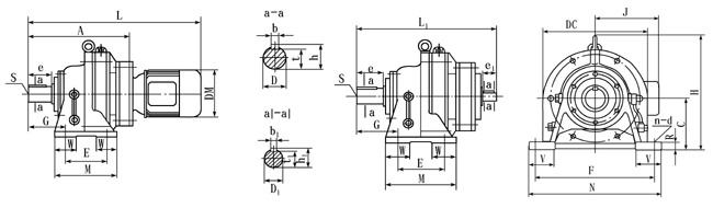 ZG系列鋼鐵公司專(zhuān)用行星擺線(xiàn)針輪減速機(jī)外形尺寸(雙級(jí))