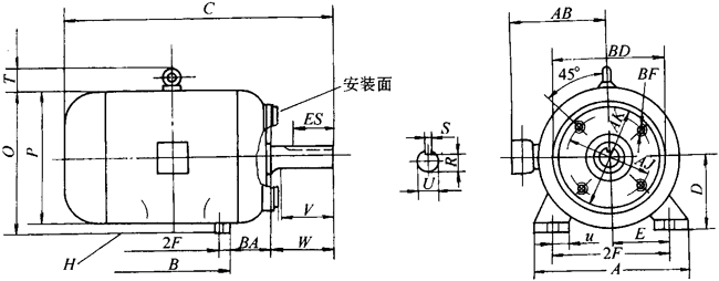 NEMA標準三相異步電動機外形尺寸(143~499T機座)