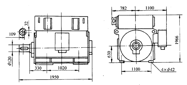 YD系列雙速三相異步電動機外形及安裝尺寸(6kV)