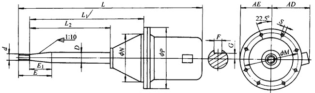 YLM爐用密封電動(dòng)機(jī)外形及安裝尺寸