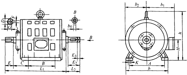 YTD系列外形尺寸圖(200~250)