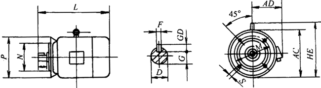 YTPS系列交流變頻調(diào)速三相異步電動機(jī)外形尺寸(H80~200mm)